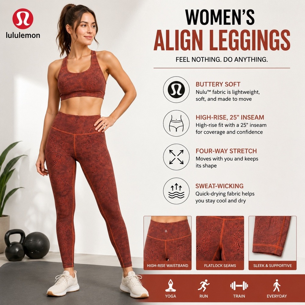 Lululemon High Rise Leggings Red Black Crackle Print Size 6 Activewear
